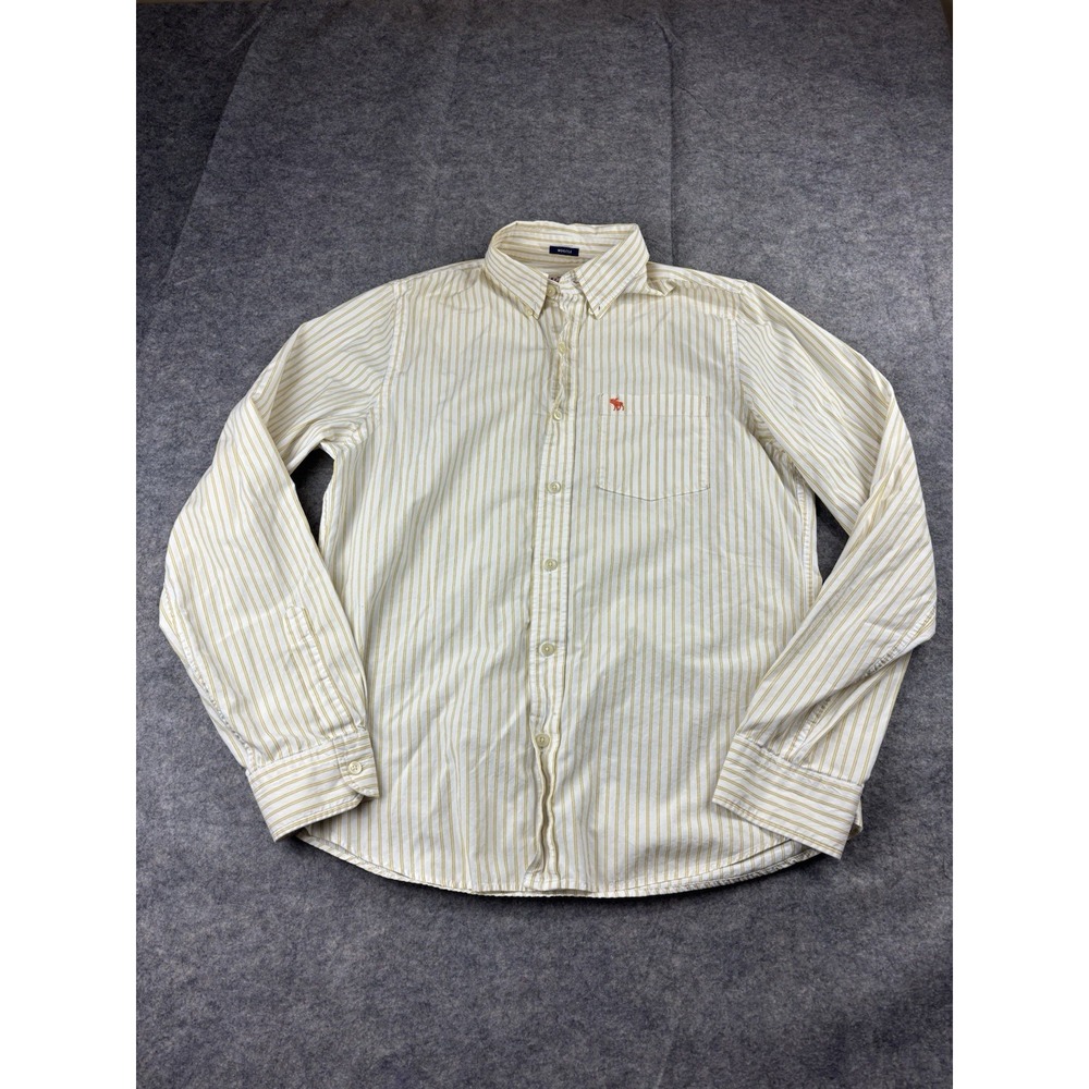 VTG Abercrombie Fitch Muscle Shirt Mens XL University Stripe Oxford Moose Preppy